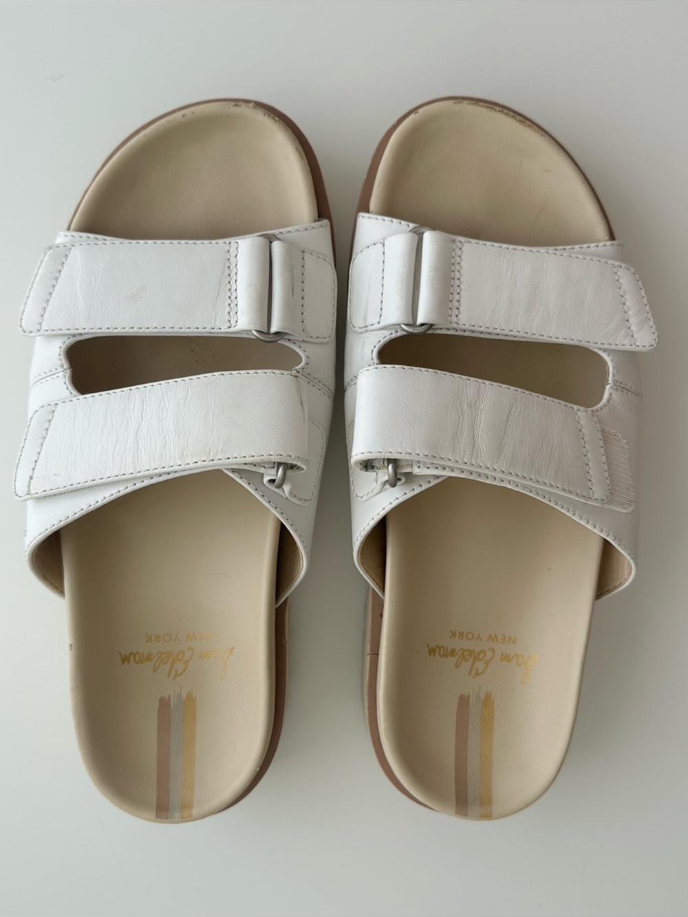 Same Edelman white Birkenstock style slides- 7.5